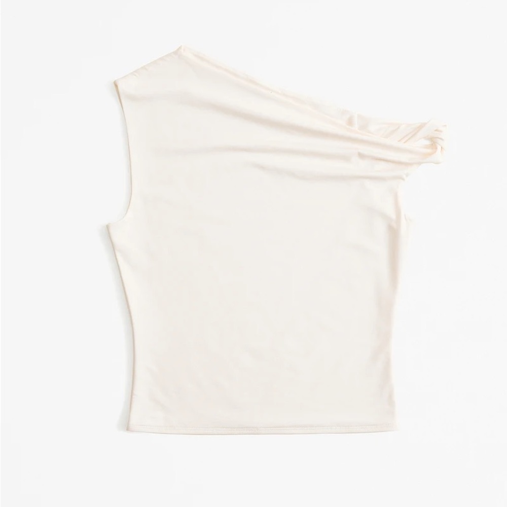Abercrombie & Fitch Cream One-Shoulder Twist Tank